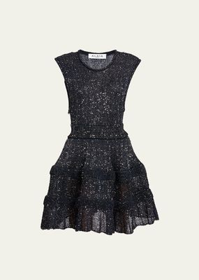 Crino Open-Knit Mini Dress with Sequin Detail