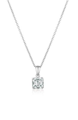 Crislu Asscher Cubic Zirconia Pendant Necklace in Platinum