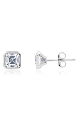 Crislu Asscher Cubic Zirconia Stud Earrings in Platinum