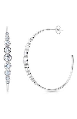 Crislu Cubic Zirconia Bezel Hoop Earrings in Platinum