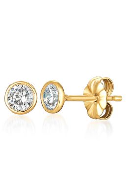 Crislu Cubic Zirconia Bezel Stud Earrings in Gold