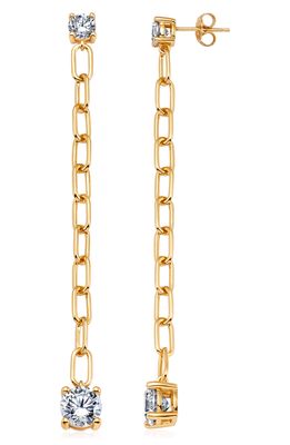 Crislu Cubic Zirconia Chain Drop Earrings in Gold