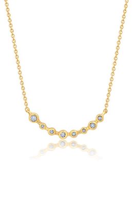 Crislu Cubic Zirconia Curved Bar Pendant Necklace in Gold