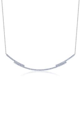 Crislu Cubic Zirconia Regal Long Bar Necklace in Silver