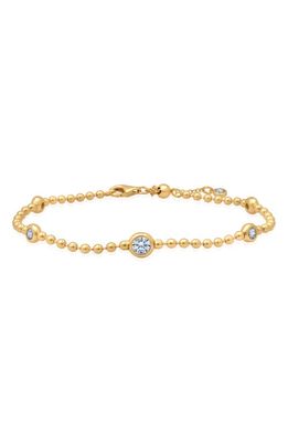 Crislu Cubic Zirconia Station Ball Chain Bracelet in Gold