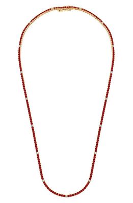 Crislu Cubic Zirconia Tennis Necklace in Ruby 