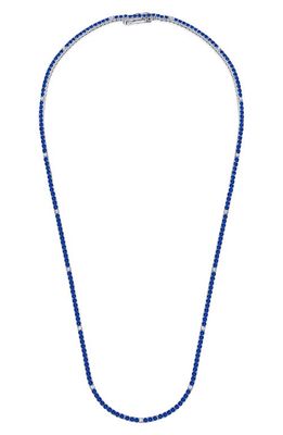 Crislu Cubic Zirconia Tennis Necklace in Sapphire