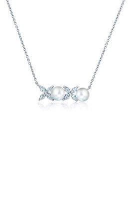 Crislu Cultured Pearl & Cubic Zirconia Pendant Necklace in Pearl/Ivory