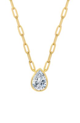 Crislu Pear Cut Pendant Necklace in Gold