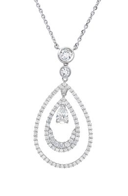 Crislu x Andrew Prince Pear-Shaped Double Loop Pendant Necklace in Platinum