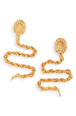 Crisobela Jewelry Aretes Magdalena Snake Drop Earrings in Gold