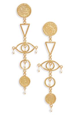 Crisobela Jewelry Caribe Mística Freshwater Pearl Drop Earrings in Gold