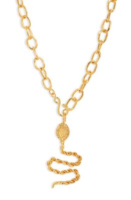 Crisobela Jewelry Magdalena Snake Pendant Necklace in Gold