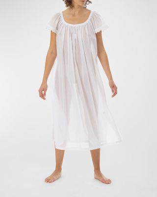 Crissy Ruched Lace-Trim Nightgown
