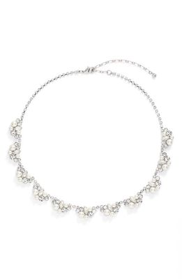 CRISTABELLE Crystal & Imitation Pearl Collar Necklace in Crystal/Pearl/Rhodium