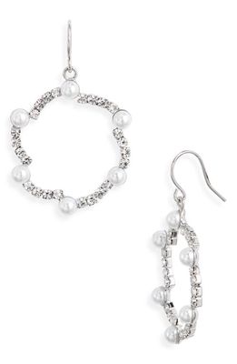 CRISTABELLE Crystal & Imitation Pearl Hoop Earrings in Crystal/Pearl/Rhodium