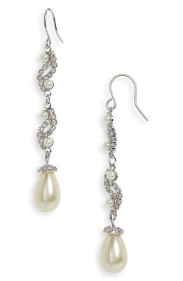 CRISTABELLE Crystal & Imitation Pearl Linear Drop Earrings