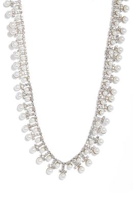 CRISTABELLE Crystal & Imitation Pearl Necklace in Crystal/Pearl/Rhodium
