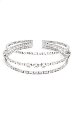 CRISTABELLE Crystal Cuff Bracelet in Crystal/Rhodium