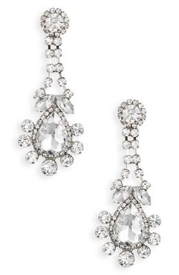 CRISTABELLE Fancy Crystal Teardrop Earrings in Crystal/Rhodium