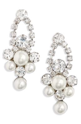 CRISTABELLE Imitation Pearl & Crystal Statement Earrings in Crystal/Pearl/Rhodium