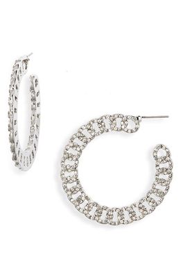 CRISTABELLE Pavé Chain Link Hoop Earrings in Crystal/Rhodium