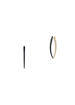 Cristina 18K Yellow Gold, Diamond & Black Enamel Large Hoop Earrings