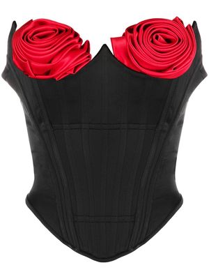 Cristina Savulescu flower-applique detail corset top - Black