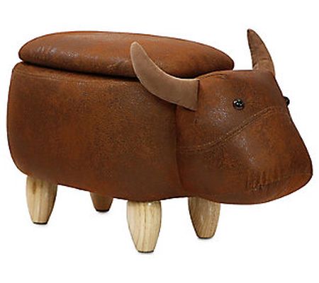Critter Sitters 15" Seat Height Brown Cow Stora ge Ottoman