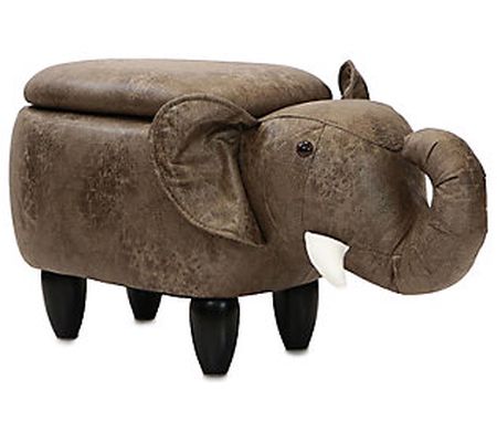 Critter Sitters 15" Seat Height Brown Elephant Storage Ottoman