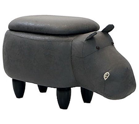 Critter Sitters 15" Seat Height Gray Hippo Stor age Ottoman