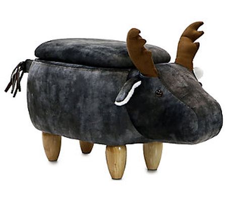 Critter Sitters 15" Seat Height Gray Moose Stor age Ottoman