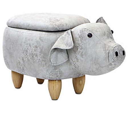 Critter Sitters 15" Seat Height Gray Pig Storag e Ottoman