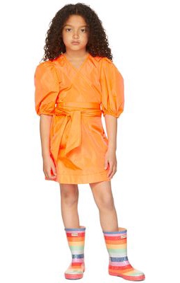 CRLNBSMNS Kids Orange Wrap Waist Dress