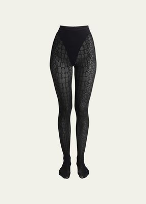 Croc Embossed Footed Tights