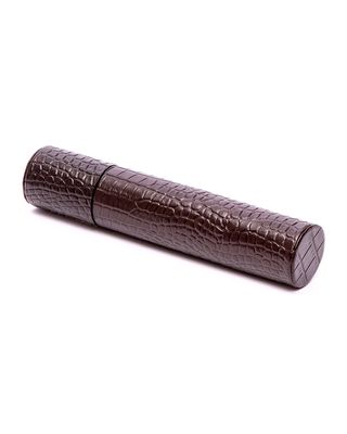 Croc-Embossed Leather Cigar Tube