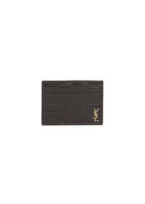 Croc-Embossed Leather Credit Card Holder
