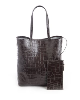 Croc-Embossed Tote Bag with Wristlet