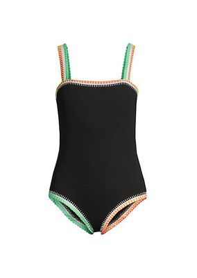 Crochet-Trim One-Piece Swimsuit