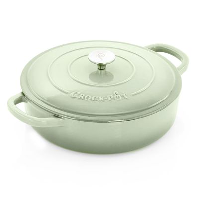 Crock-Pot Artisan 5 Quart Round Enameled Braiser Pan in Pistachio Green