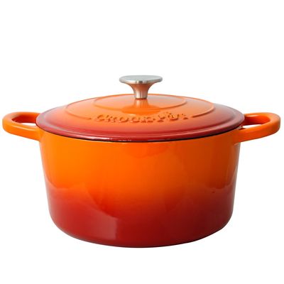 Crock-Pot Artisan 5 Quart Round Enameled Dutch Oven in Sunset Orange