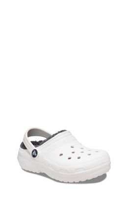 CROCS Kids' Classic Faux Fur Lined Clog in White/Grey