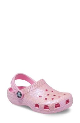 CROCS Kids' Classic Glitter Clog Sandal in Flamingo