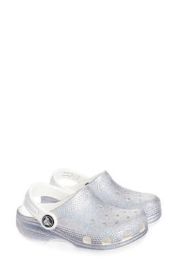 CROCS Kids' Classic Glitter Clog Sandal in White/Multi