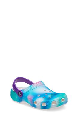 CROCS Kids' Classic Solarized Clog in Teal/White