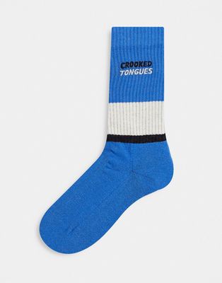 CROOKED TONGUES smiles sports sock in blue