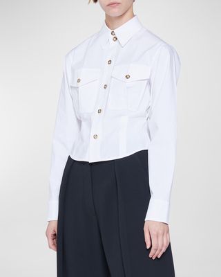 Crop Fitted Button-Up Shirt