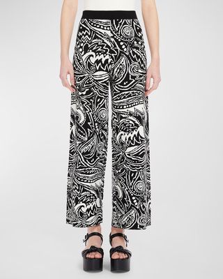 Cropped Abstract Jacquard Knit Pants