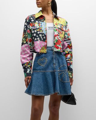 Cropped Archive-Print Jacket