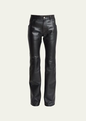 Cropped Bootcut Trousers In Nappa Leather